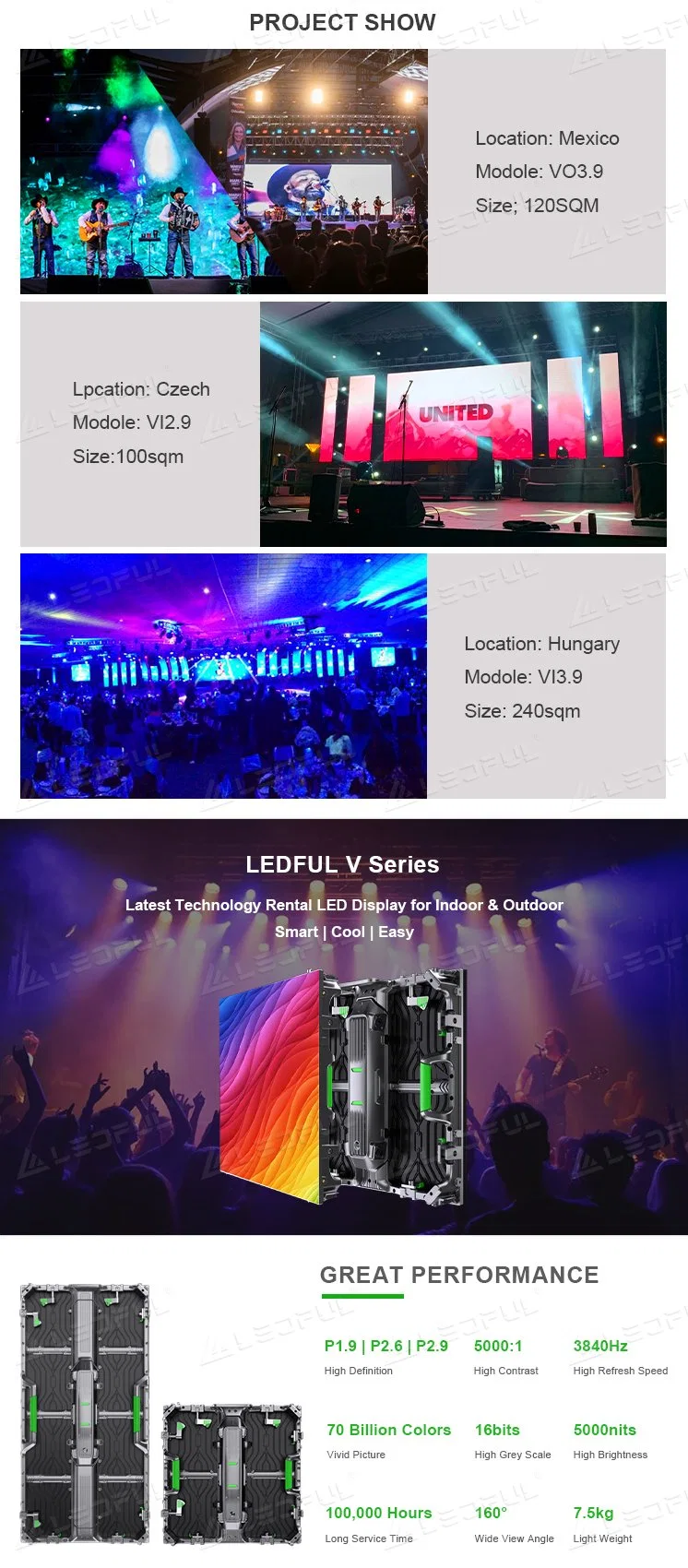 Small Pixel Pitch P1.25 Indoor Rental LED Display Advertise Board for Rental