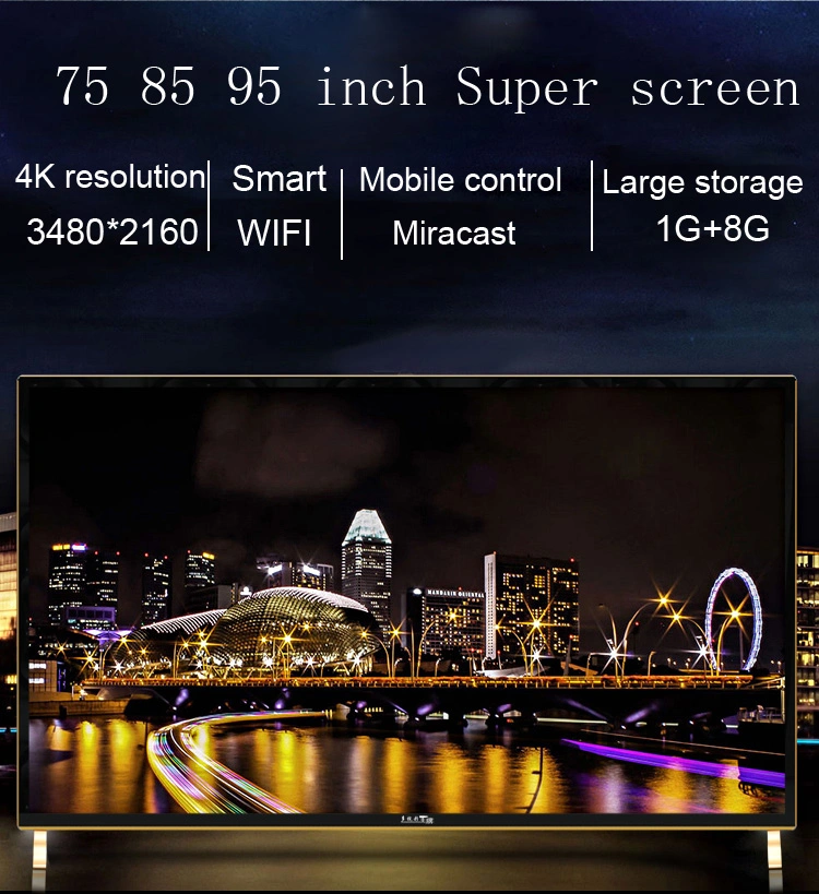 70 75 85 95 100 Inch Big LED 4K Smart TV Digital Display Screen