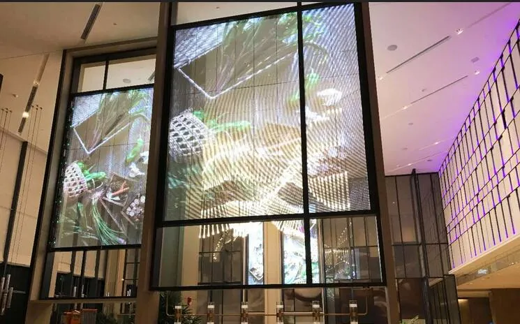 P5-P10mm Indoor Flexible Adhesive Transparent Glass LED Screen Display