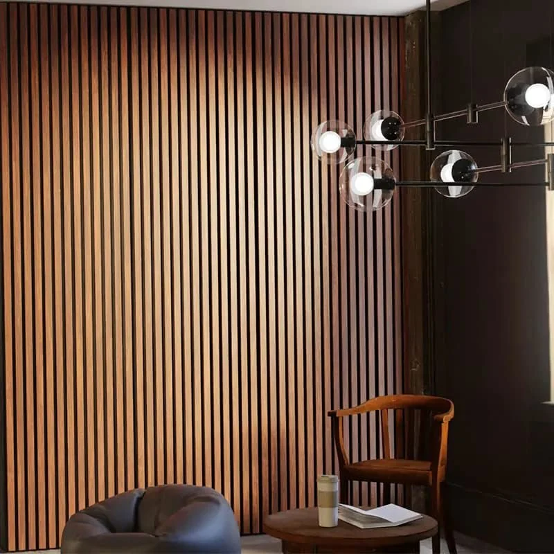 Custom Flexible Fluted Pet Solid Wood Wall Slat Ceiling Panels Acoustic Panels for Hotel LED Lighting Acoustic Panels