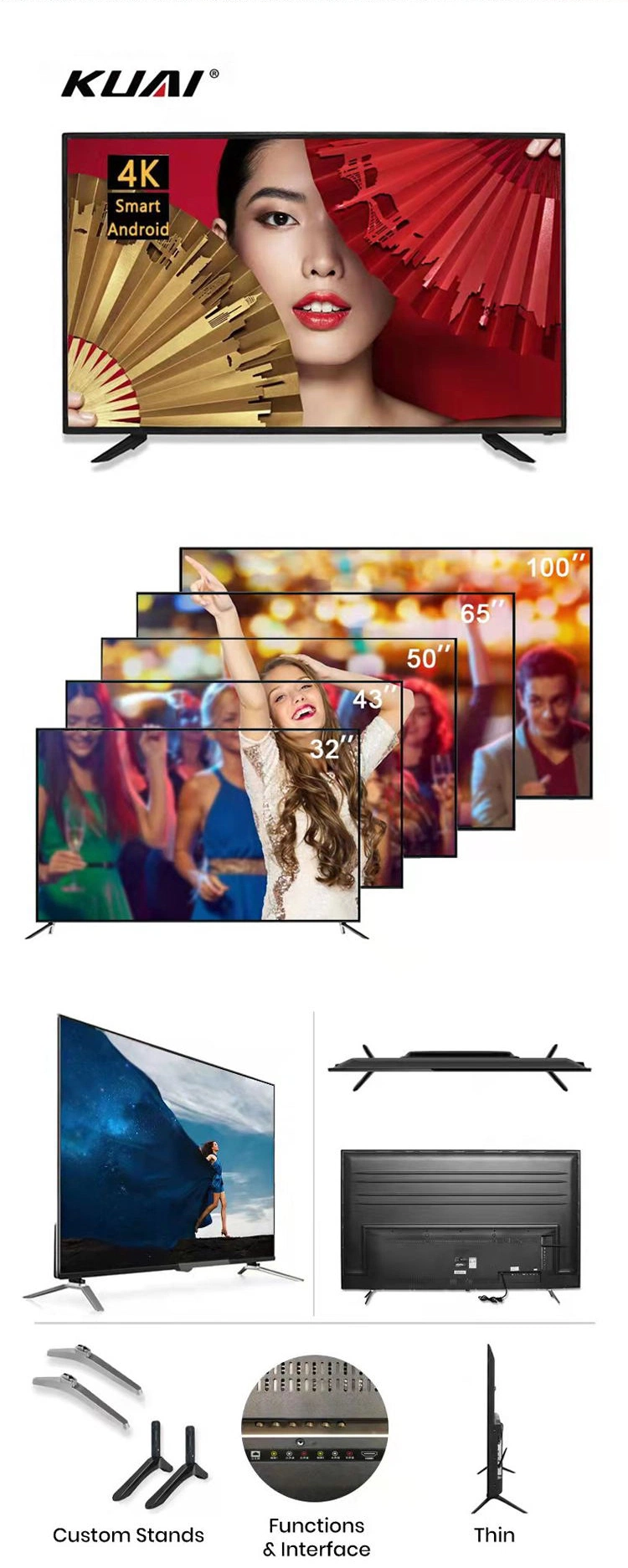 40&quot; 4K WiFi Wall Mount HD Plasma Television Smart TV Flat Screen