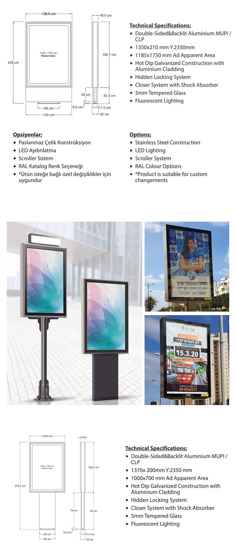 Huasheng Aluminum Structure Outdoor LED Edgelit Lightbox Advertising Signs Lightbox Outdoor Waterproof LED Light Box LED Boards