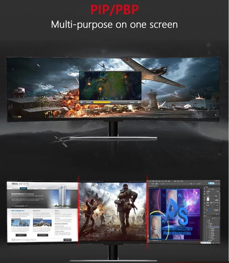 Factory Wholesale 49inch Gaming Monitor Super Wide 49&prime;&prime; 144Hz Gaming 5K Curved Screen Monitor LED 75Hz PC Monitor