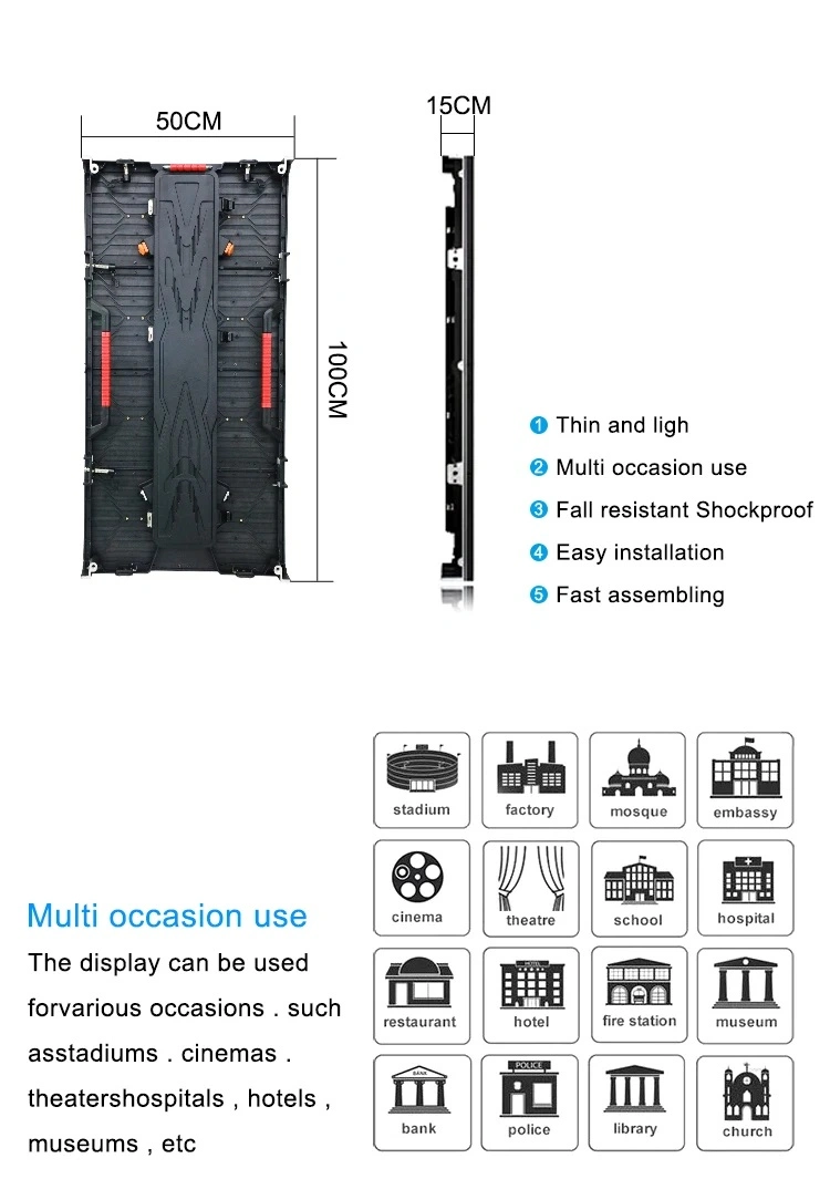 Die-Casting Aluminum P2.604 500X1000mm LED Screen Rental Portable Indoor Pantalla Display