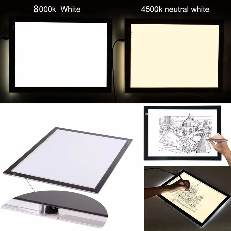 A2 Graphic Writing Tablet LED Drawing Light Board 12V Tattoo Sketch Pad Display Board Adjustable Dimming Tracing Light Box