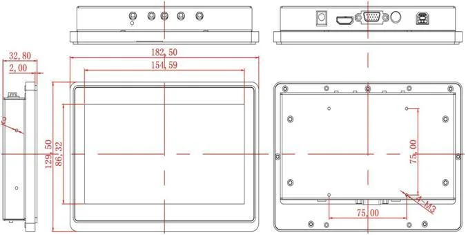 7 Inch Open Frame Pct Capacitive Pcap Multi Multiple Touchscreen Touch Screen Sensor Film TFT LCD HD Display LED Monitor with Dp USB Hdm Interface Port 12V