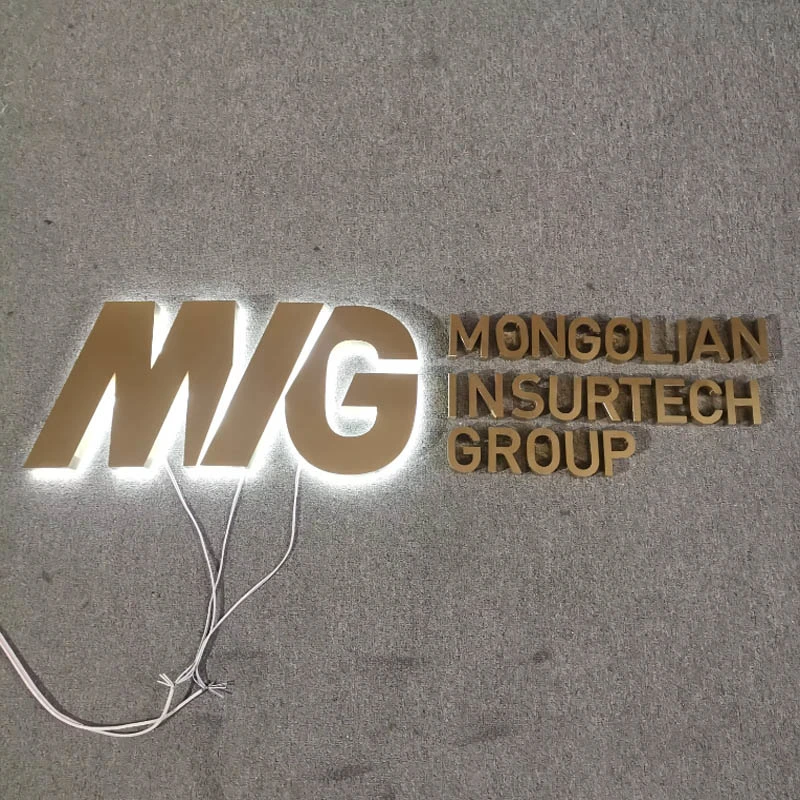 Customized LED Letter Sign of High Quality Waterproof Gold Metal LED Backlit Letters