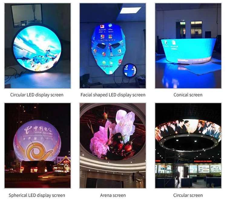 P1.2 P1.5 P1.8 P2 P2.5 Customized Outdoor Indoor Ultra Thin Curved Round Flexible LED Screen Display Screen