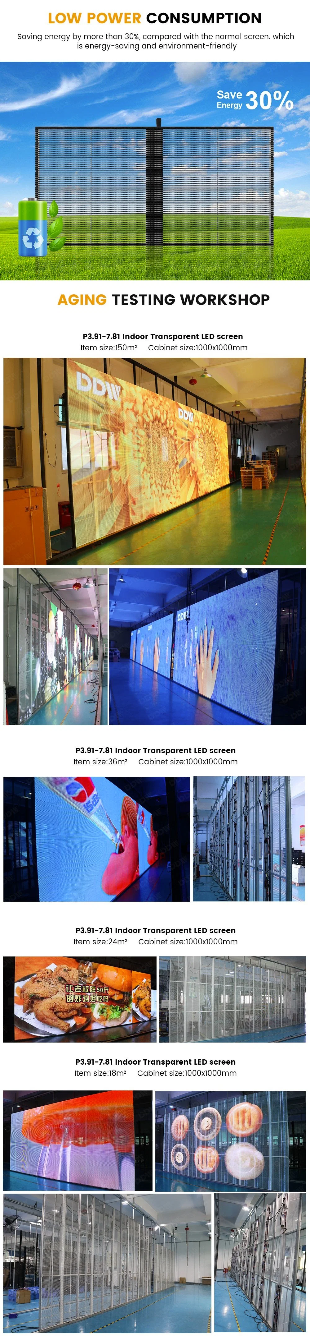 LED Digital Billboard Transparent LED Film P3.9 7.8mm 3D LED Video Wall P2.6 5.2mm Studio LED Large Screen High Refresh Rate 3840Hz LED Display Screen Panel