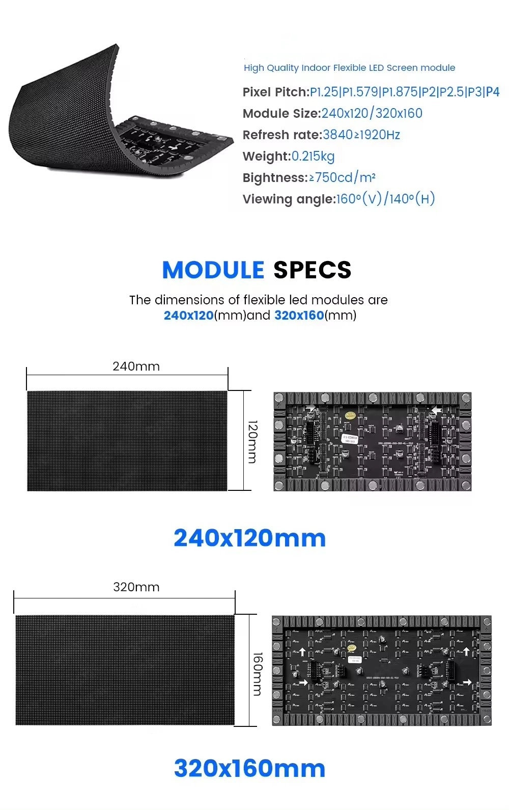 P2 P2.5 Circular Curv Round Ball Flexible Soft Module Spherical LED Screen Display