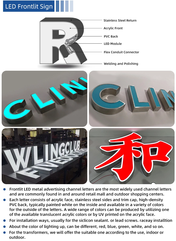 Personalized Acrylic Light up Logo 12V LED Module Channel Letter 3D Custom Content RGB Track Letter Sign for Business Bar Store