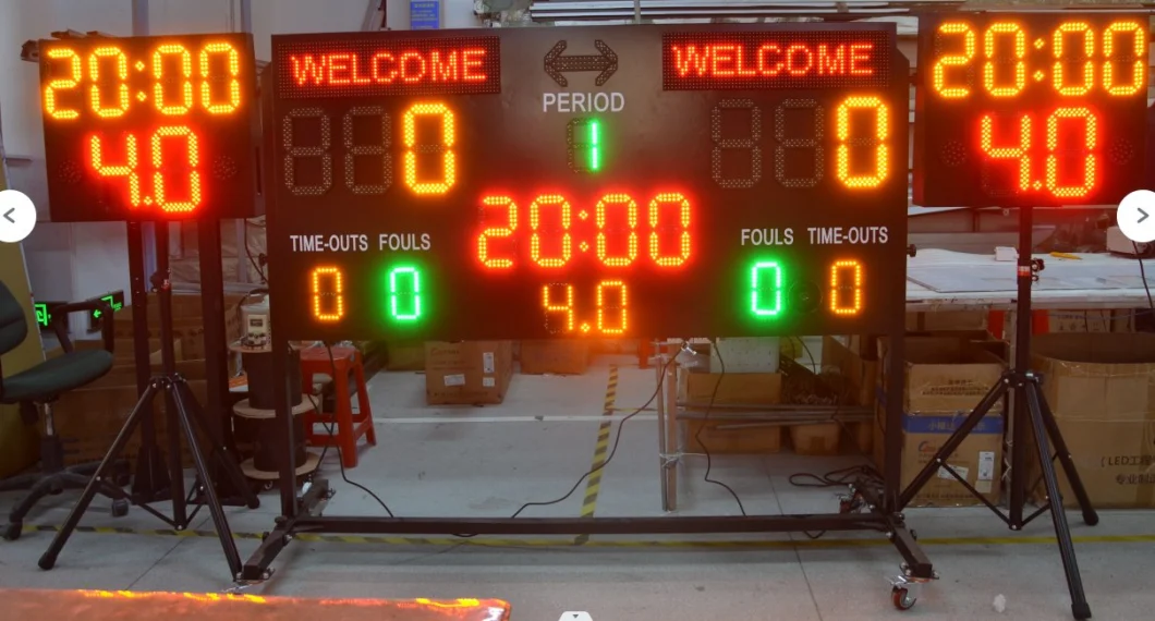 Customized Wall Mounted Scoreboard Fouls Team Name Digital Basketball LED Scoreboard