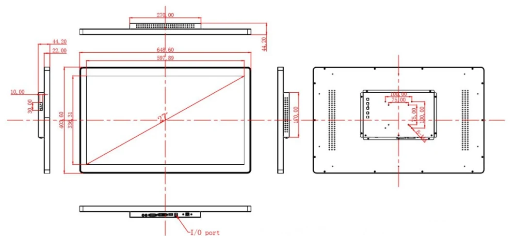 Own Brand 27 Inch with Front LED Bar Open Frame Capacitive 10 Point Touch Sensor Screen Monitor