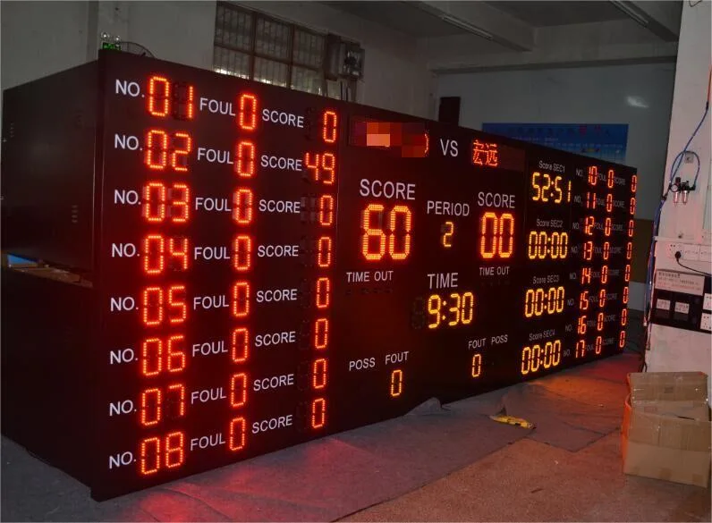 Customized Wall Mounted Scoreboard Fouls Team Name Digital Basketball LED Scoreboard