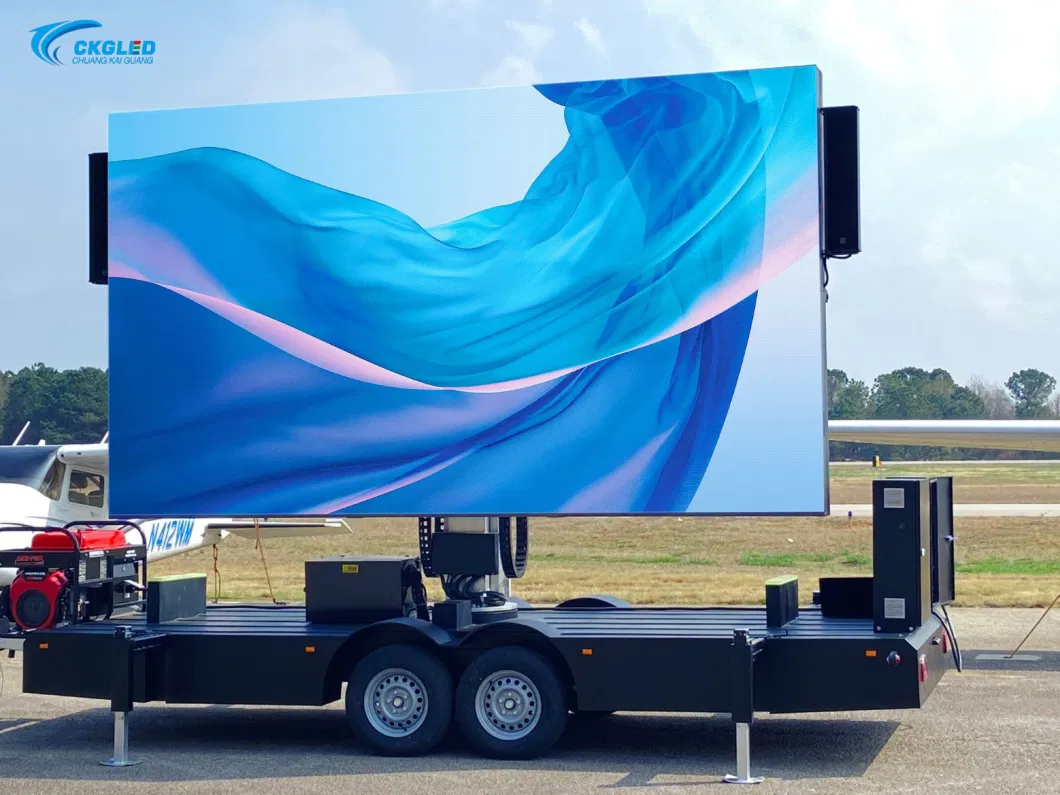 Large Screen 16sqm Outdoor Waterproof Performance Advertising Mobile Lifting Rotating Trailer LED Display Screen