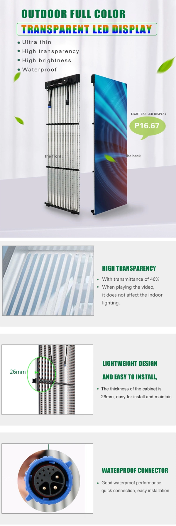 Transparent LED Display for Outdoor Advertising and Media Display IP65 Building LED Screen P15.625 Waterproof Grille Screen DIP LED Video Wall LED Billboard