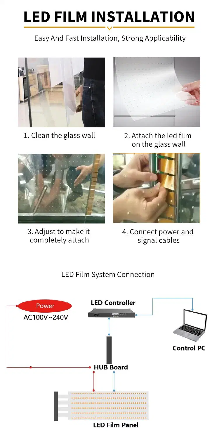 Thin Film Display Screen Sticky Flexible Film LED Display for Store Window