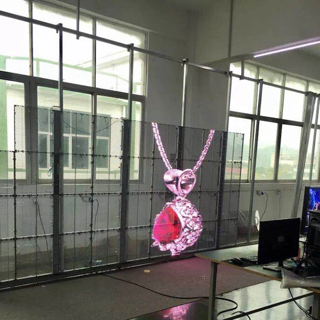 High Brightness Indoor P3.91X7.81 Transparent LED Curtain Display Screen