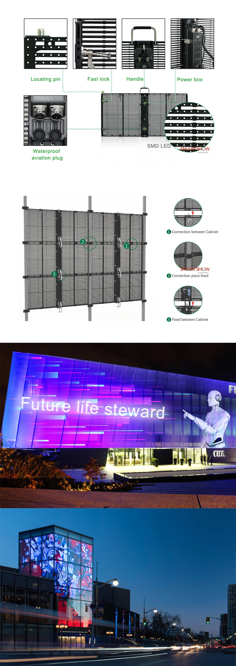 Outdoor Transparent LED Advertising Billboard Stage LED Screen for Concert P5.2-10.4 LED Transparency Screen P3.91-7.82 LED Digital Wall