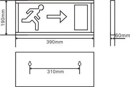 OEM Factory Customized 3W Green Emergency LED Exit Sign Box with Battery Backup