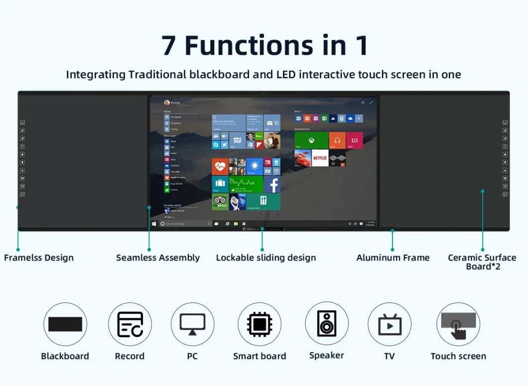 146 162 185 Inch Education School LED Interactive Smartboard Touch Screen Recordable Blackboard Teaching Team Communication Professional Knowledge Sharing