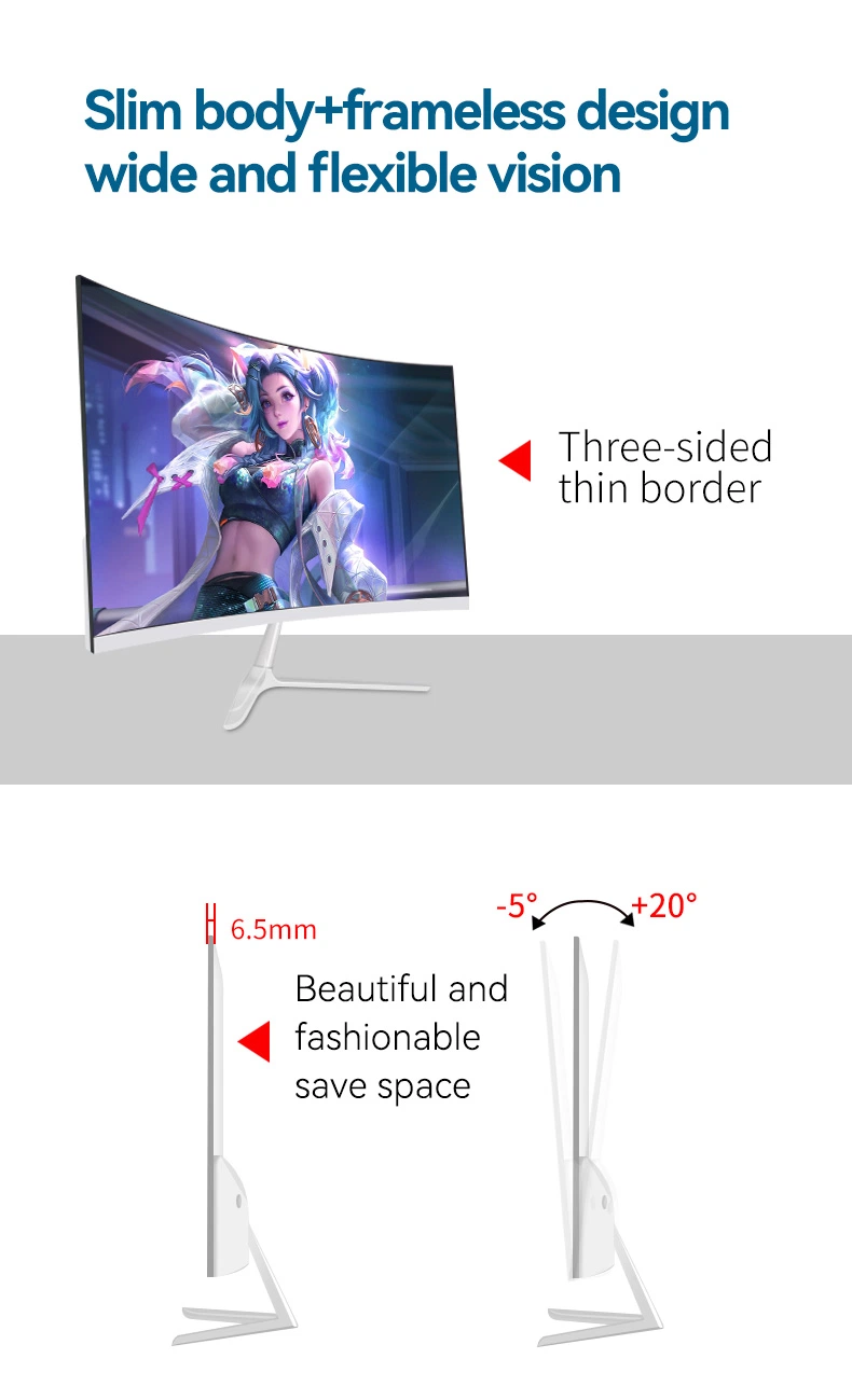 Kuai OEM ODM 75Hz 144Hz 165Hz 240Hz Monitors Frameless LCD Moniteur PC Computer LED Curved Flat Screen 27 Inch Gaming Monitor