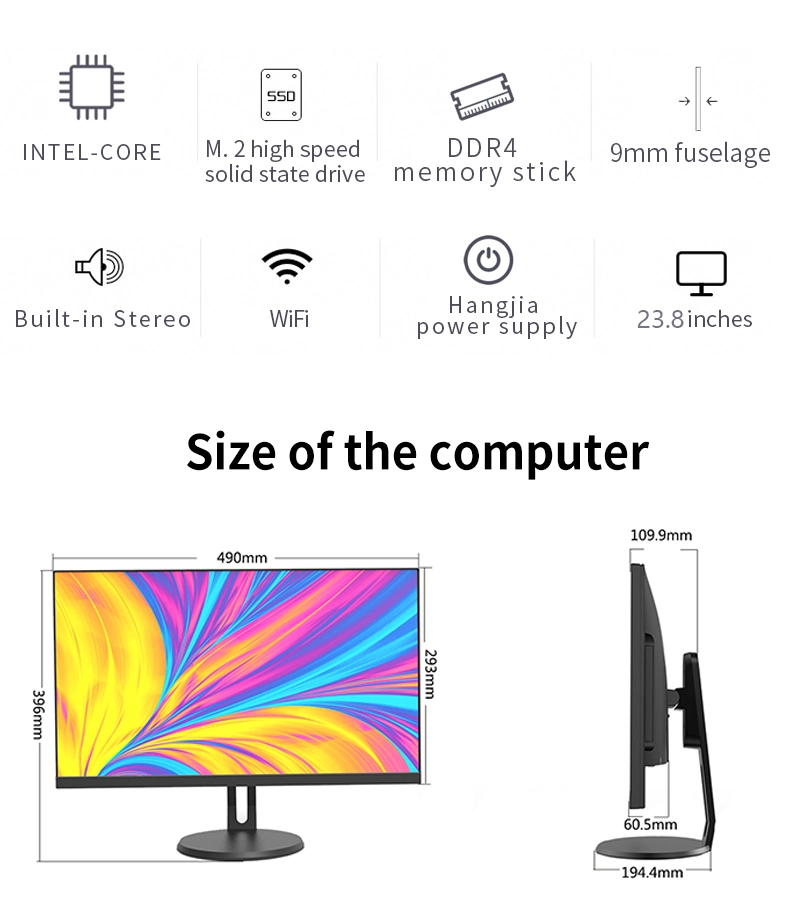 Factory Direct Screen Intel Core I5 3470 16g RAM 512g SSD 21.5inch LED LCD Full HD Resolution Monitor with Helium Stand Low High Operating Temperature Aio PC