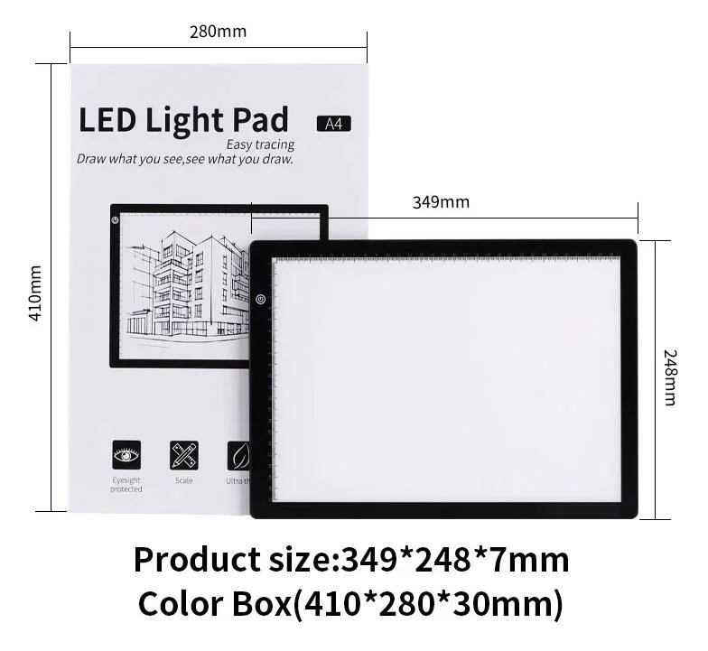 A4 LED Light Pad Measuring Numbers&Black Board