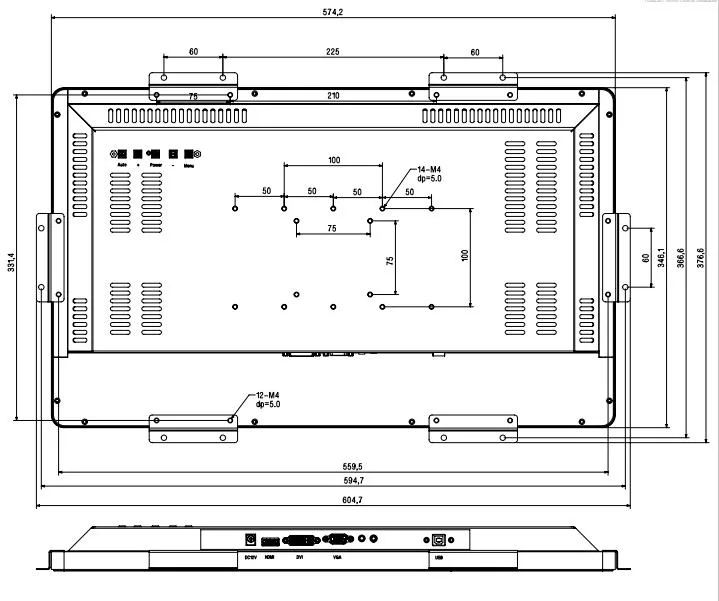 23.8&quot;Open Frame Industrial Capacitive Touch Screen LCD/LED Display Monitor