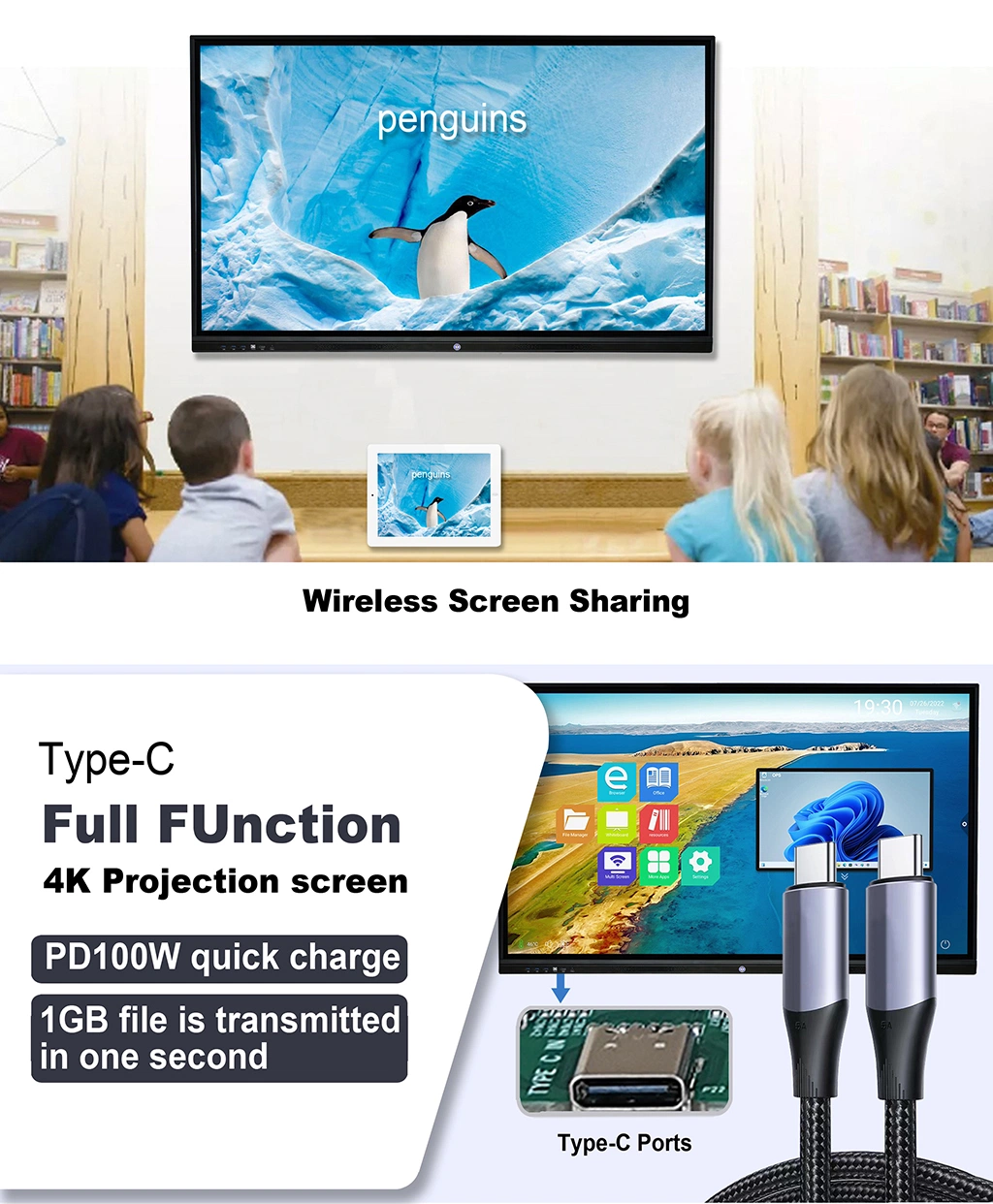 OEM 110 Inch 4K Multi Infrared LED Touch Computer Interactive Flat Smart Board Miboard V13. X2 Conference Whiteboard Display LCD TFT Screen Panel Wholesale