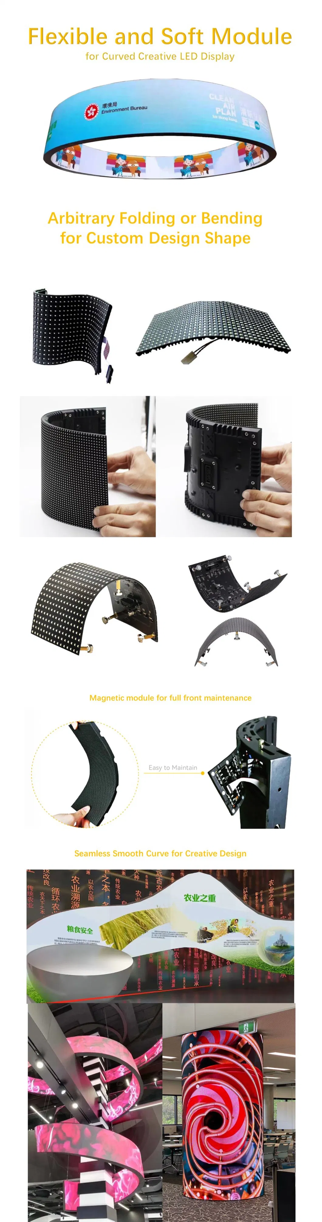 pH1.2 pH1.5 pH1.6 pH1.8 pH2 pH2.5 pH3 pH4 Indoor Soft LED Module Flexible Curved Indoor Outdoor LED Display