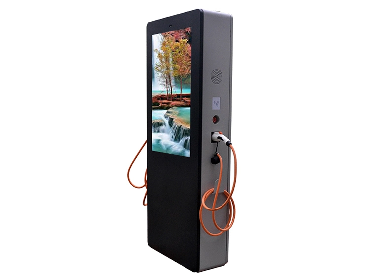 Intelligent Double Gun Charging Pile Outdoor Advertising Machine 43 Inch Android WiFi Kiosk Product LED Digital Signage Touch Screen Ad Monitor