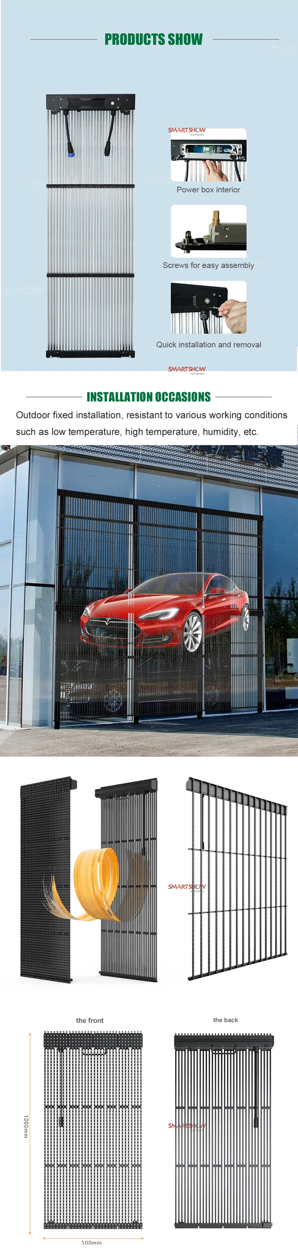 Transparent LED Display for Outdoor Advertising and Media Display IP65 Building LED Screen P15.625 Waterproof Grille Screen DIP LED Video Wall LED Billboard