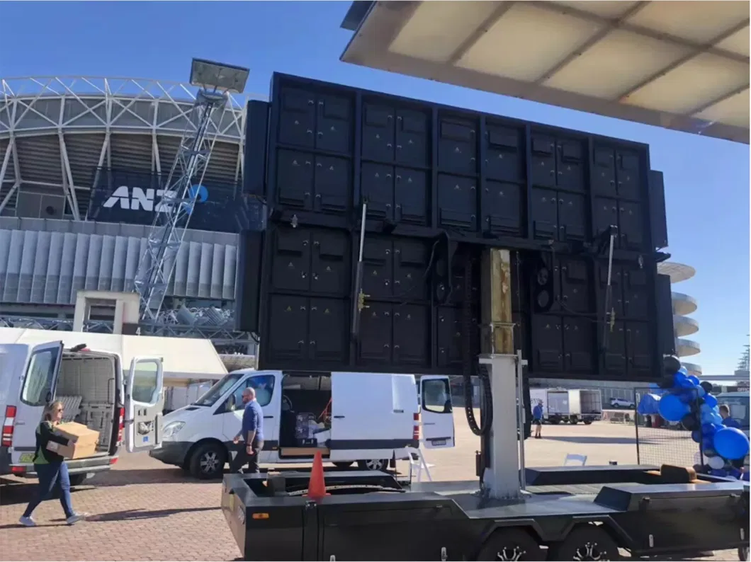 Large Screen 16sqm Outdoor Waterproof Performance Advertising Mobile Lifting Rotating Trailer LED Display Screen