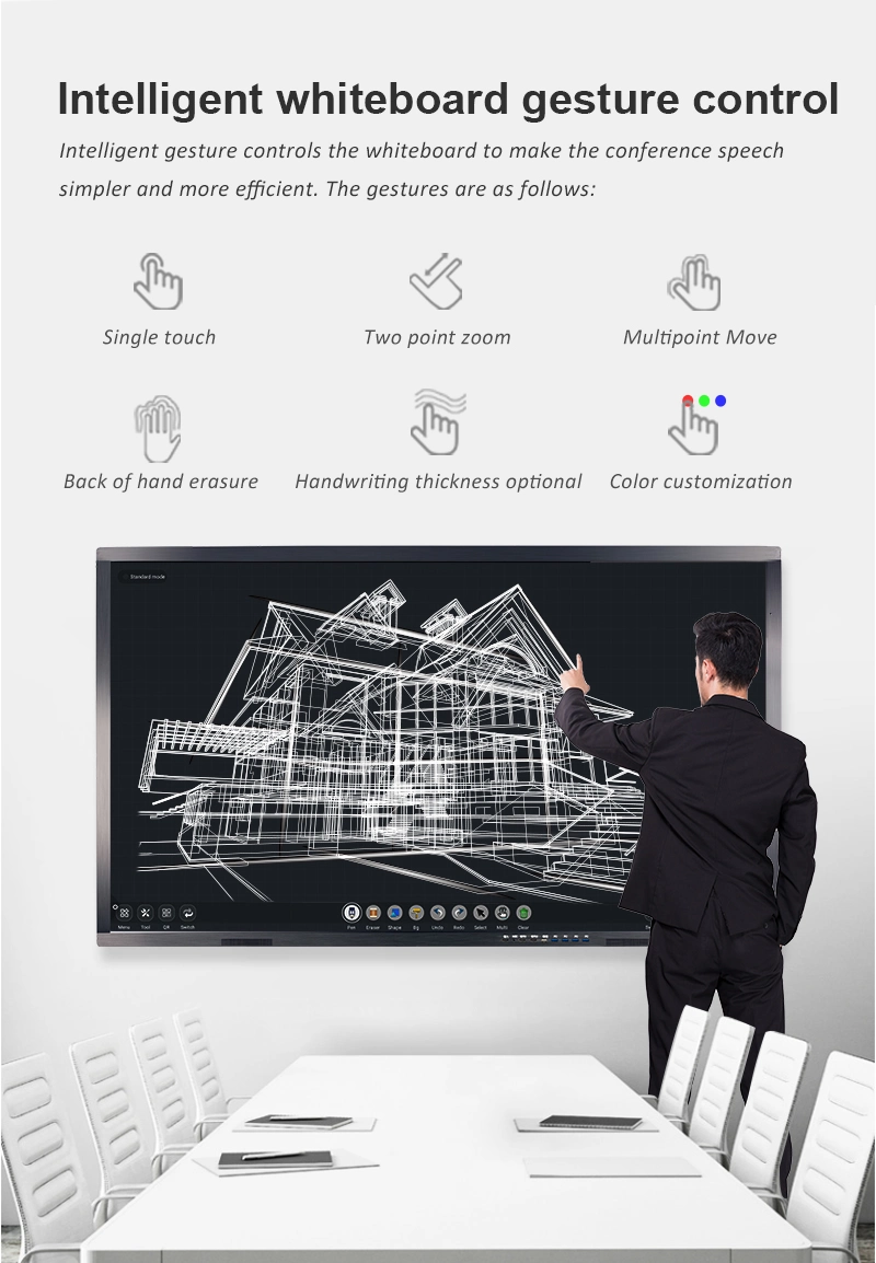 65 Inch 4K LED Monitor Touch Screen Interactive Board Projection Writing Board