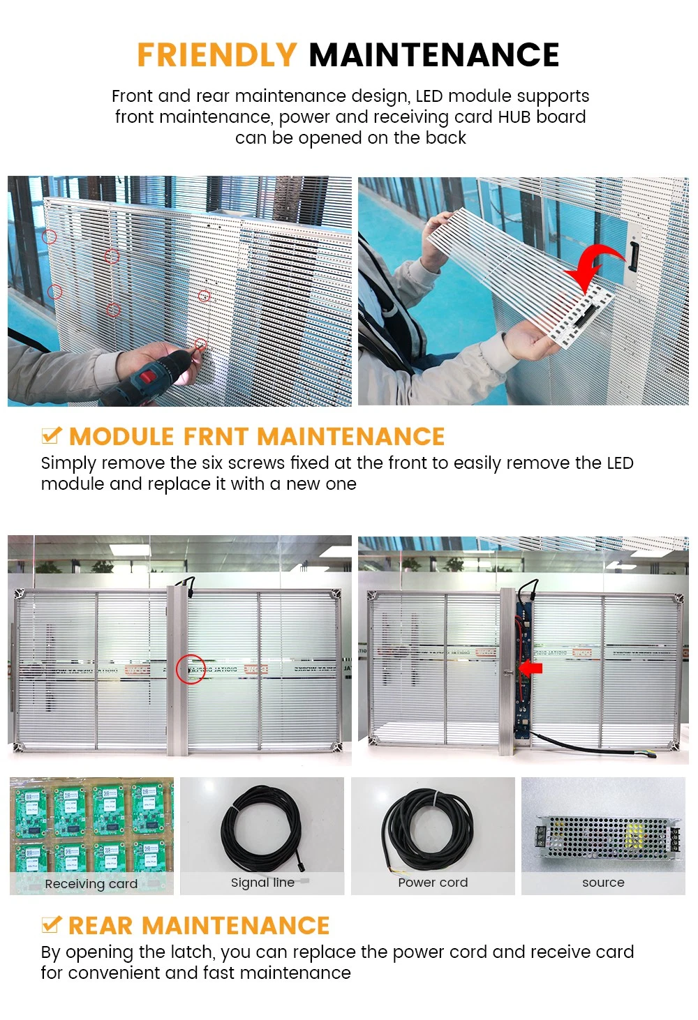 Transparent LED Display Screen Glass Curtain Wall LED Screen Nationstar Lamp Beads 6000 Brightness Novastar Control System LED Advertising Signage LED Screen