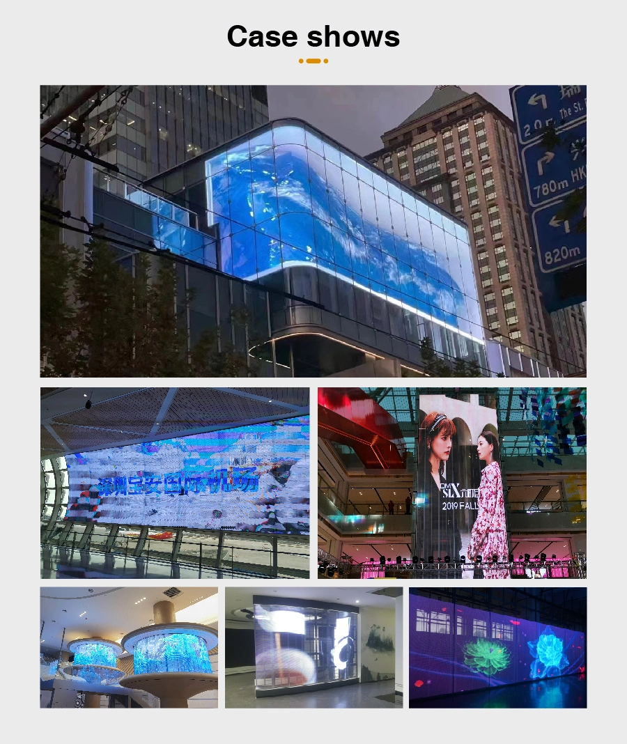 High Transmittance Energy Saving Transparent LED Display Standard Ready to Install Cabinet Transparent Screen