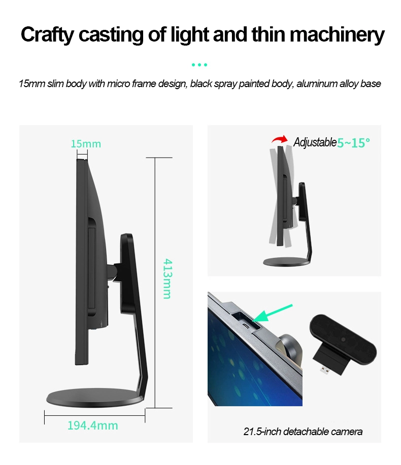 Factory Direct Screen Intel Core I5 3470 16g RAM 512g SSD 21.5inch LED LCD Full HD Resolution Monitor with Helium Stand Low High Operating Temperature Aio PC