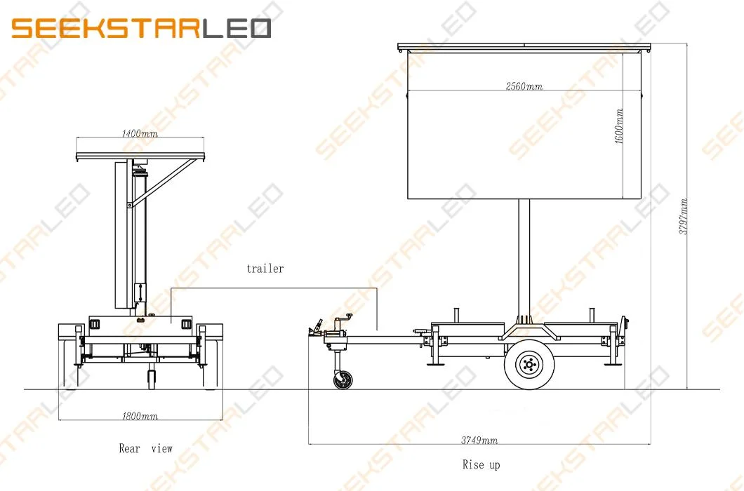 P16 P20 P25 Outdoor Mobile Trailer Solar Vms Message Board Screen Advertising LED Billboard Display