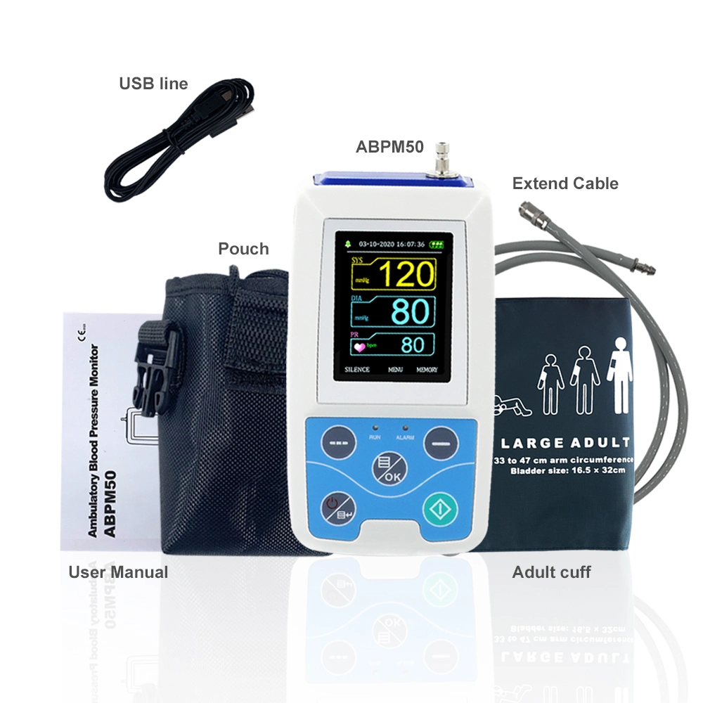 Contec CE FDA Abpm50 USB Software Color LCD Ambulatory Blood Pressure Monitor