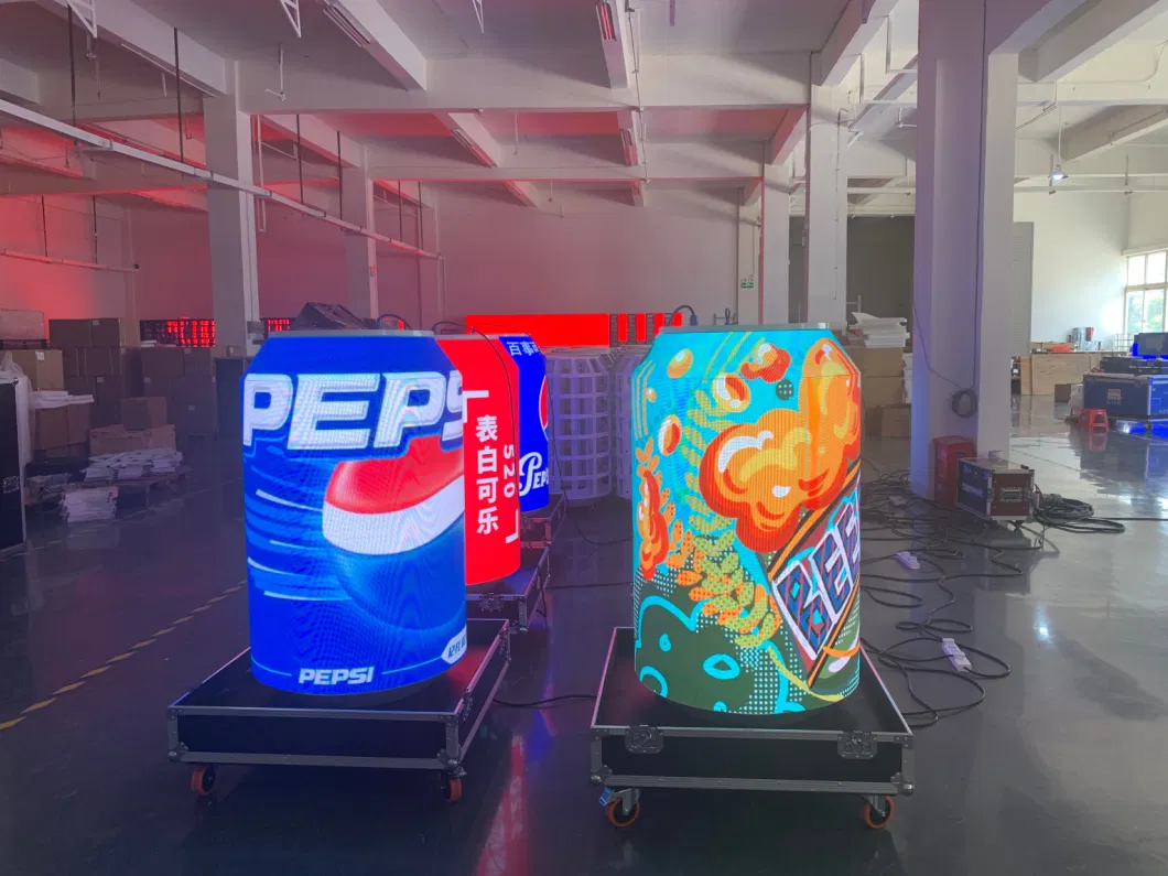 Customized 3D Billboard Indoor P2 Flexible LED Red Bull Can Display