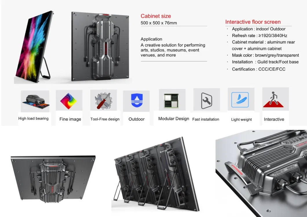 Stage Floor LED Screen P3.91 Screen with Built-in Sensor Chip Indoor Dancing LED Screen Aluminum Substrate LED Panel with PC Mask Concert LED Floor Tile Screen