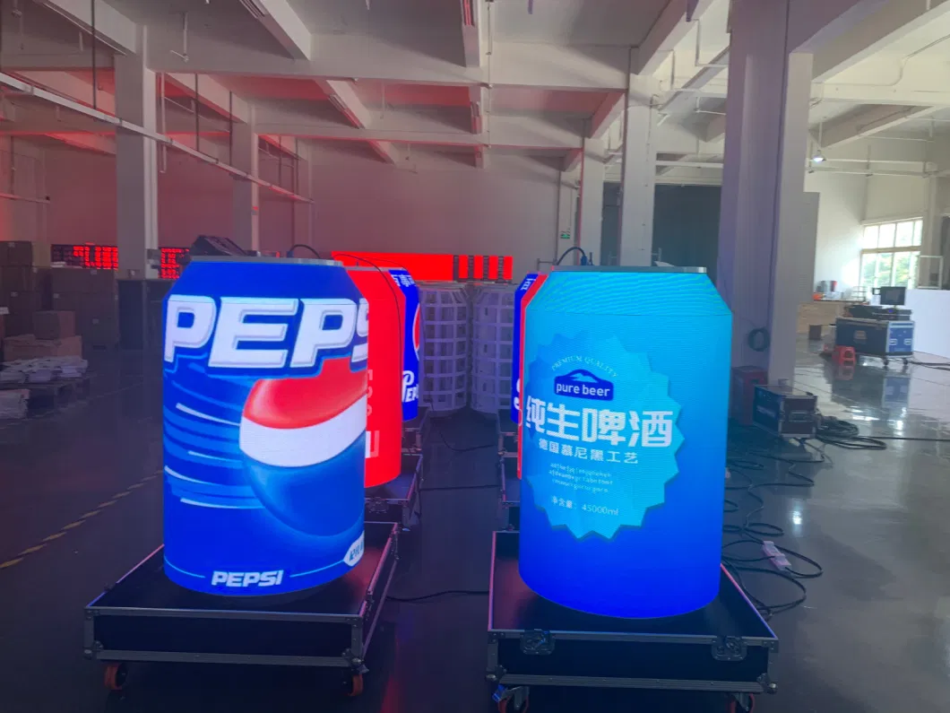 Customized 3D Billboard Indoor P2 Flexible LED Red Bull Can Display