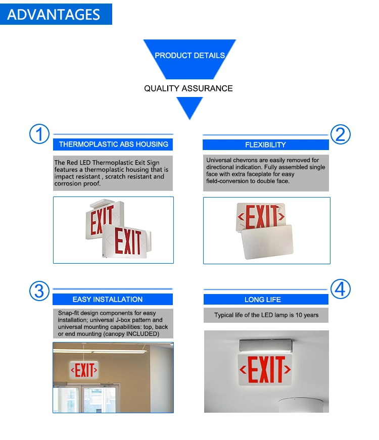 Fcatory OEM Wholesale Color Custom LED Emergency Light Exit Sign