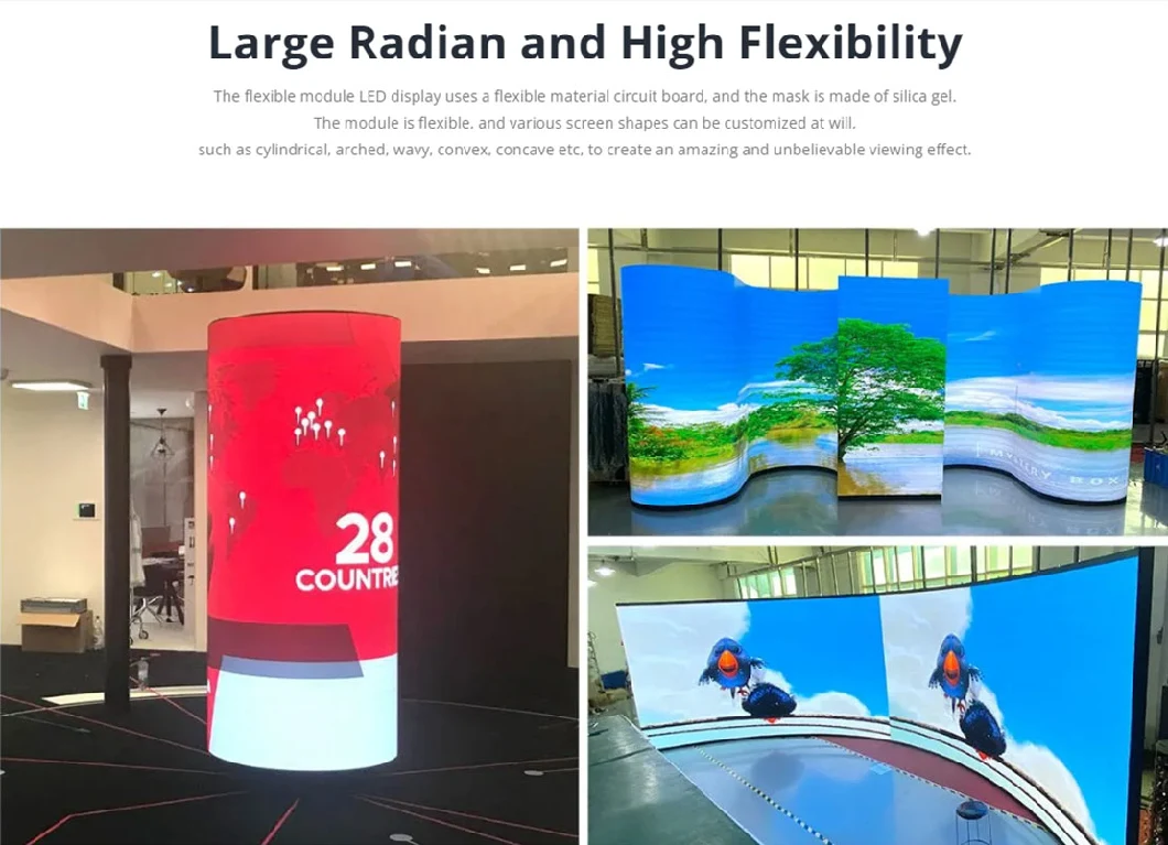 Variable Curved LED Display P1.86 Flexible LED Module Curved LED Display Advertising Sign P2.5 Cylindrical LED Display Screen