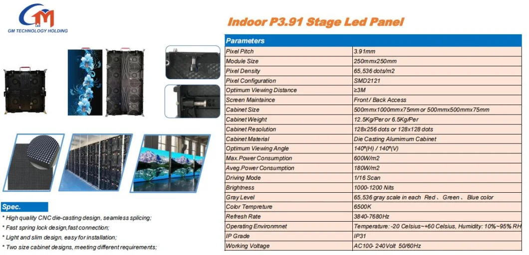 P2.5/P2.6/P2.9/P3.91mm Indoor Outdoor Mobile Waterproof Advertising 1g1r1b LED Display Screen for Event/Conference/Rental