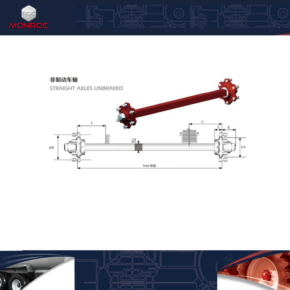 Monroc Roc Trailer Axle for Wheels Parts 8 Bolts Hub Assembly