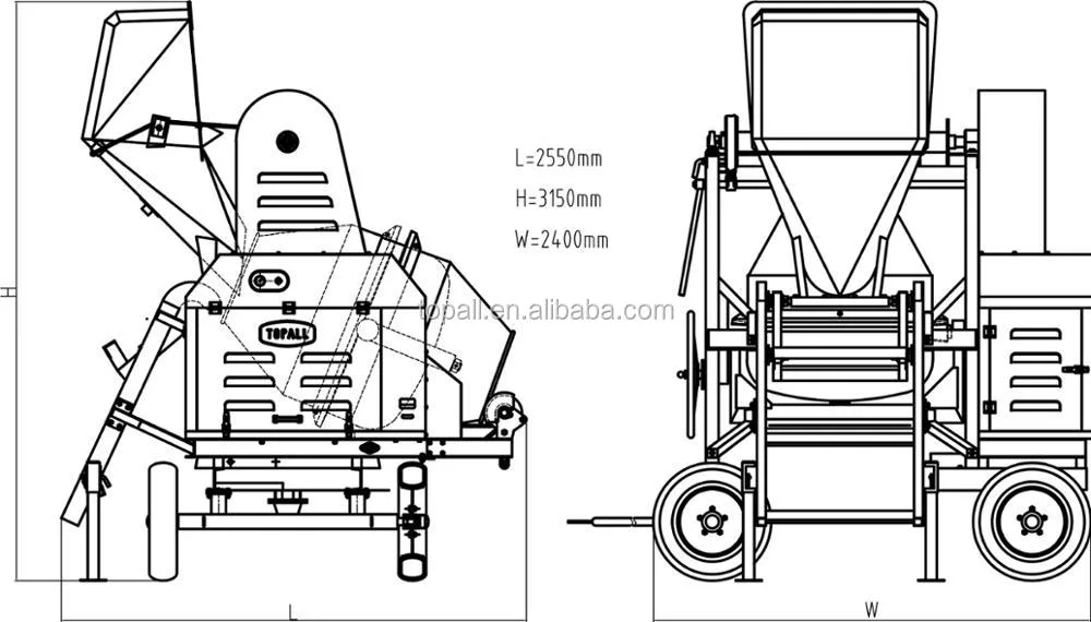 Self-Loading Concrete Mixer with Elevator and Winch