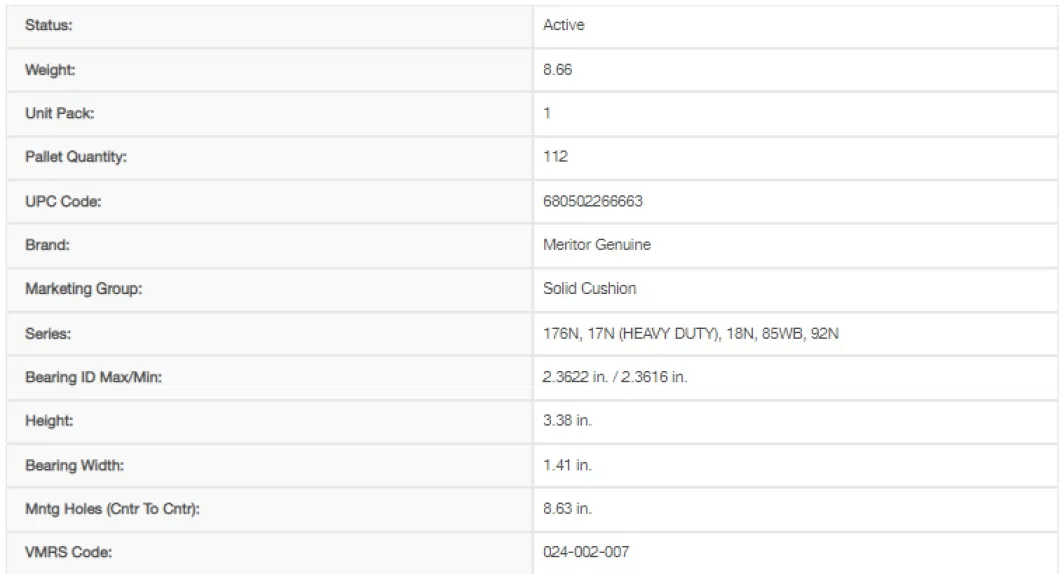 Truck Trailer Heavy Duty Commercial Vehicle Dana Meritor CB210875 1xsa Bearing Support Center Bearing