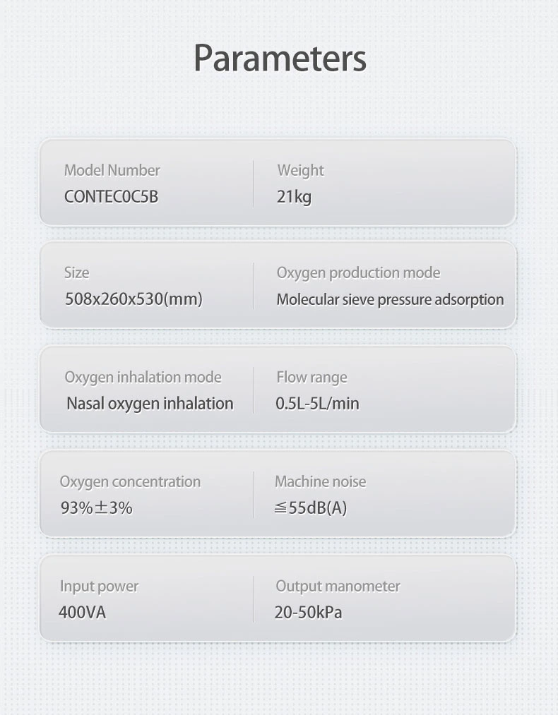 Contec Factory Medical Equipment 5L Portable Oxygen Concentrator with CE